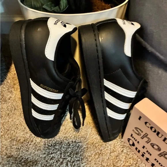 Adidas Kids Black and White Striped Sneakers - Picture 2 of 5
